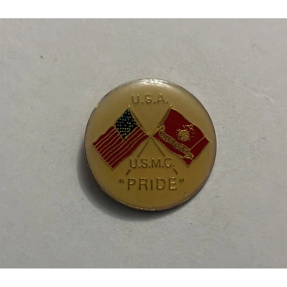 USA Flag & Marine Corp Friendship Lapel Pin USMC Pride